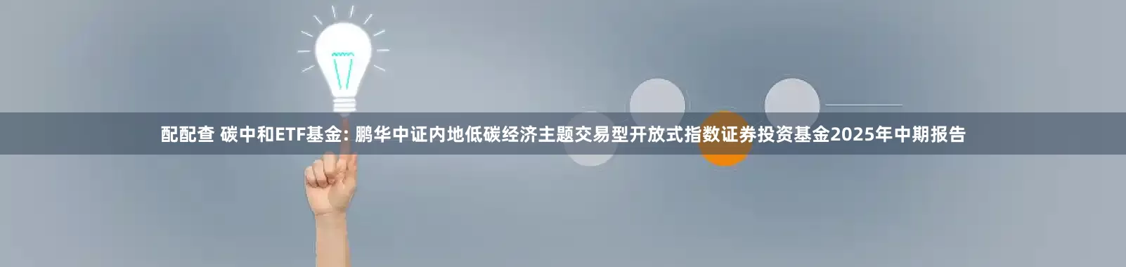 配配查 碳中和ETF基金: 鹏华中证内地低碳经济主题交易型开放式指数证券投资基金2025年中期报告